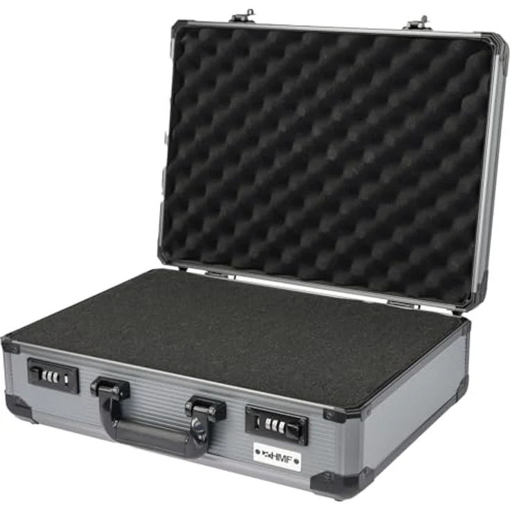 HMF 14402-02 Alu Fotokoffer, Waffenkoffer mit Rasterschaumstoff, abschließbar, 46 x 33 x 15 cm – Bild 1