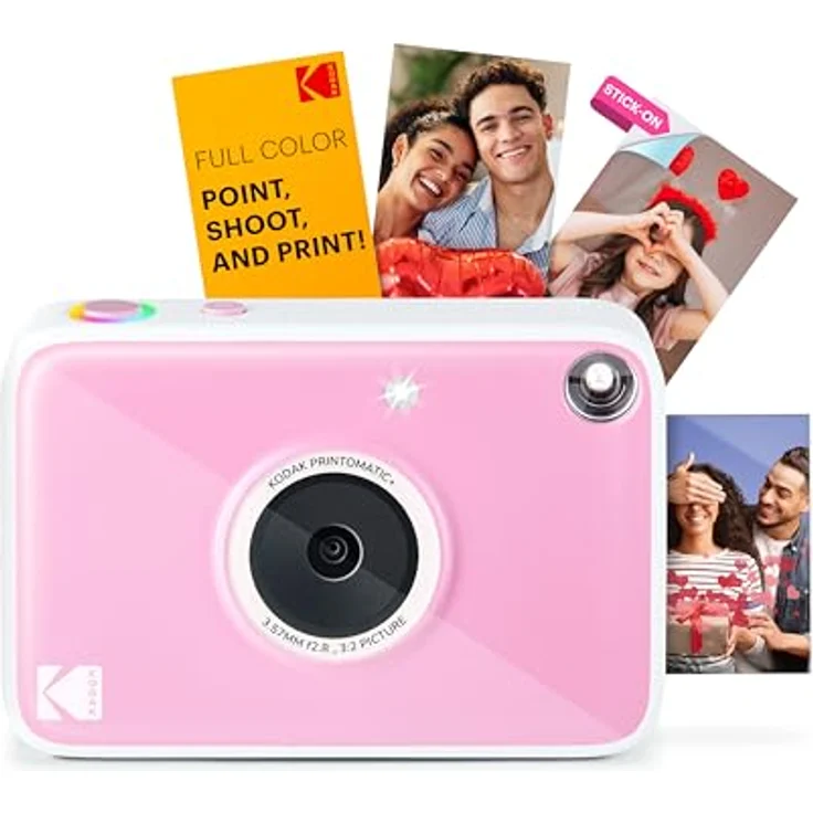 Kodak Printomatic+ Sofortbild Digitalkamera 10MP, RGB LED, druckt 2x3” farbige Fotos ohne Tinte – Rosa – Bild 1