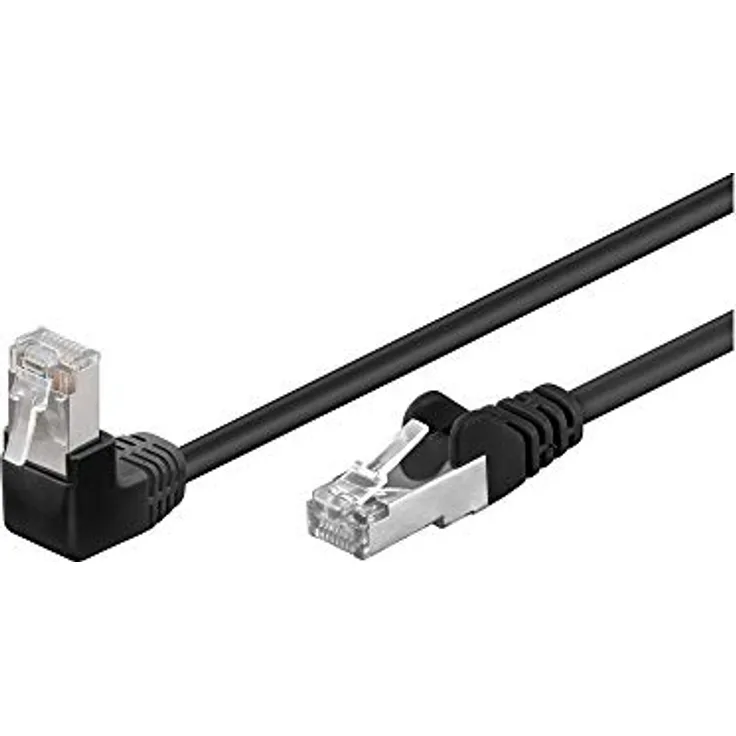 Goobay 94189 CAT 5e Patchkabel 1x 90° Gewinkelt, F/UTP, Schwarz