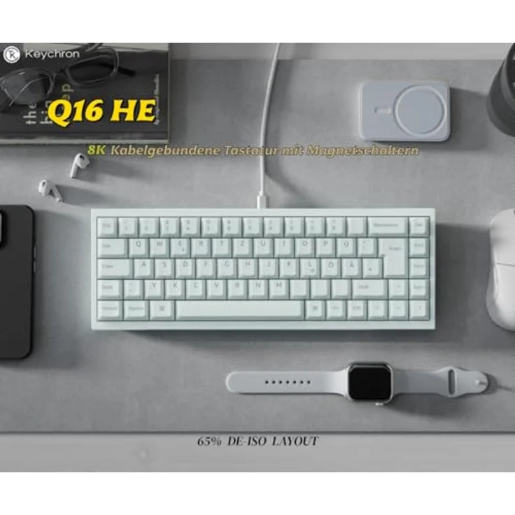 Keychron Q16 HE 8K, Kabellose Mechanische Tastatur mit 8K Polling Rate und Keramik-Gehäuse, 65% DE-ISO Layout, Hot-Swap & QMK/VIA programmierbar für Mac/Windows – Bild 2