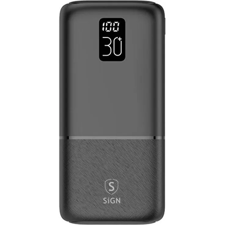 Sign Powerbank 30.000 mAh, USB-C und USB-A Anschluss, schwarz