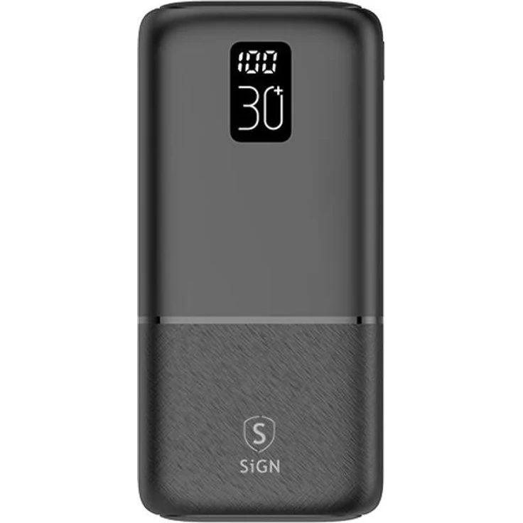 Sign Powerbank 30.000 mAh, USB-C und USB-A Anschluss, schwarz