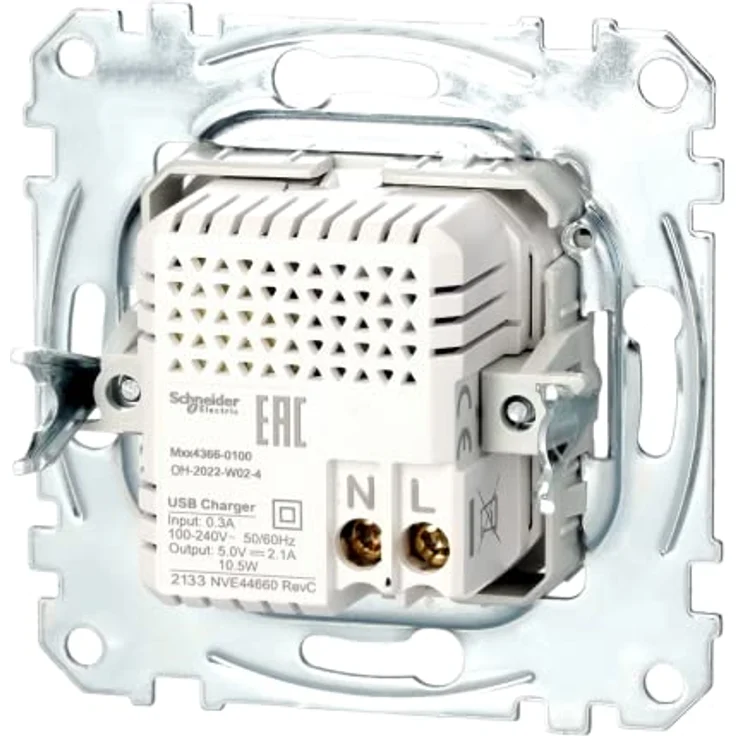Merten EL ME 43660100, USB-Ladegerät-Einsatz 2-fach, Unterputz Netzteil mit 2100 mA, grau – Bild 6