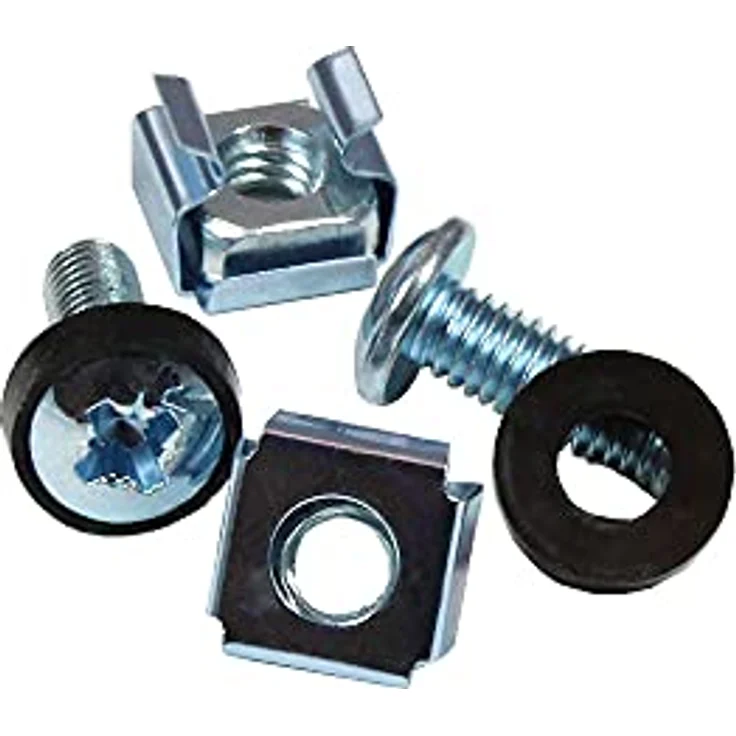 GOOD CONNECTIONS Wandgehäuse, Befestigungssatz M6 für 10" und 19" Komponenten, 50x Linsenkopfschrauben und Käfigmutter, Silber/Schwarz – Bild 2