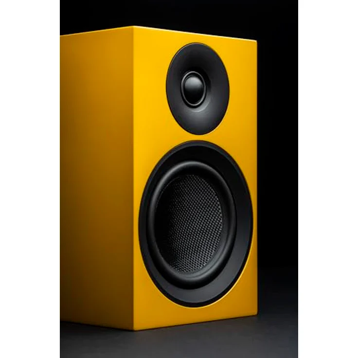 Pro-Ject Speaker Box 5 E Carbon, Referenz-Regallautsprecher mit 2-Wege-Bassreflexprinzip, 5-Zoll-Carbon-Bass/Mitteltöner, robustes MDF-Gehäuse, gelb – Bild 2