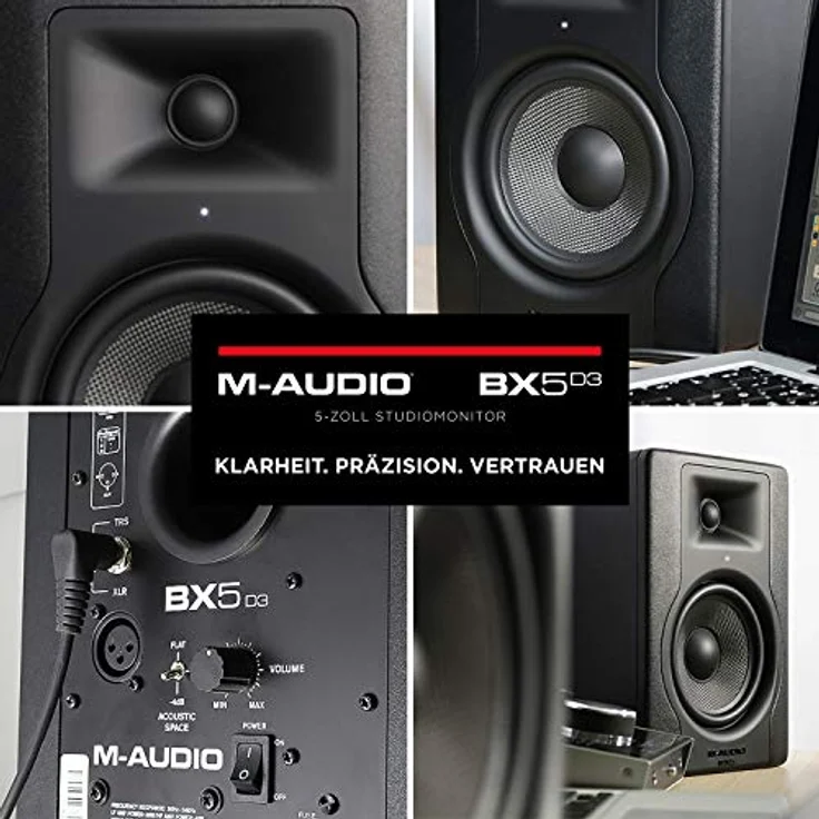 M-Audio BX5 D3 - Kompakter 2-Wege 5-Zoll Studiomonitor - Lautschprecher, aktiv, für Musikproduktion oder Mixen, mit integrierter akustischer Raumsteuerung, 1 Stück Einbau-Lautsprecher - 100 Watt - schwarz – Bild 7