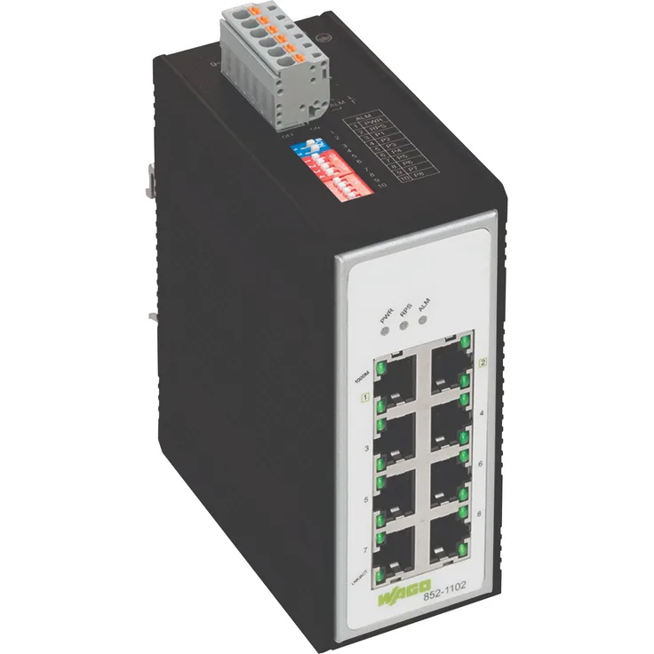 Wago Industrial-Switch 8-Port 1000BASE-T (8 Ports), Netzwerk Switch, Schwarz