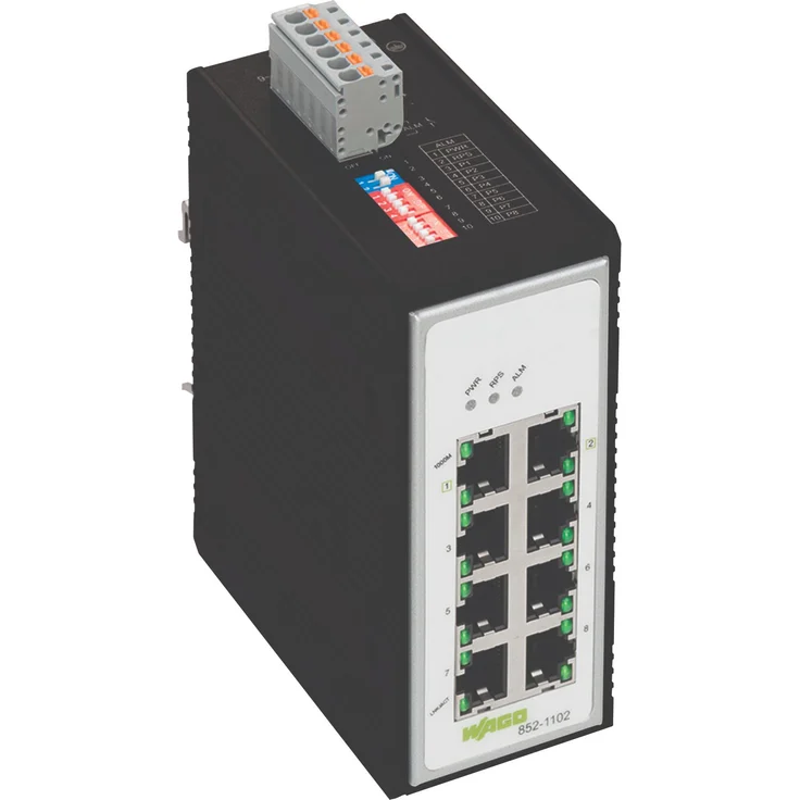Wago Industrial-Switch 8-Port 1000BASE-T (8 Ports), Netzwerk Switch, Schwarz
