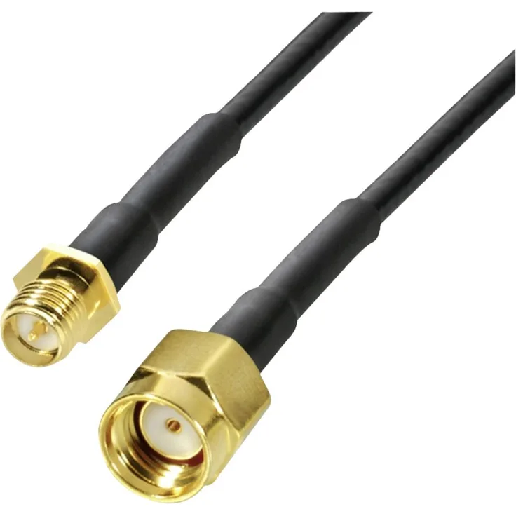 BKL Electronic WLAN-Antennen Anschlusskabel 10m, SMA Reverse Buchse auf SMA Reverse Stecker, vergoldet, Schwarz