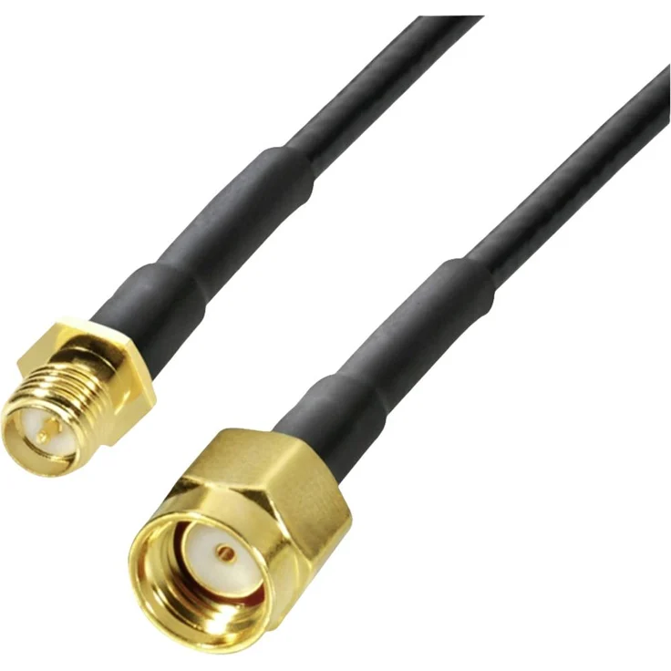 BKL Electronic WLAN-Antennen Anschlusskabel 10m, SMA Reverse Buchse auf SMA Reverse Stecker, vergoldet, Schwarz