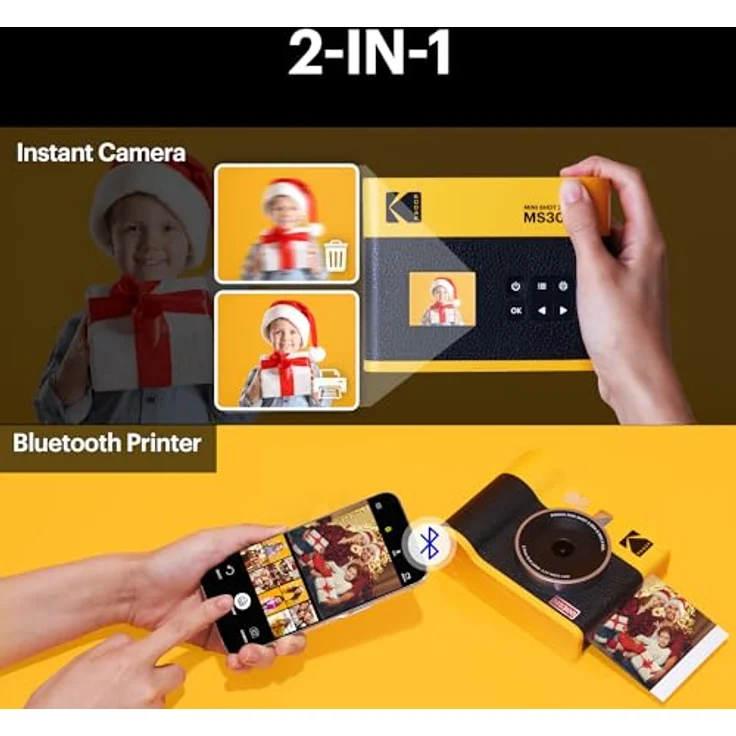 KODAK Cam Mini Shot 3 Era - Sofortbildkamera & Portable Fotodrucker, Schwarz 3x3 (One-Touch Druck) – Bild 3