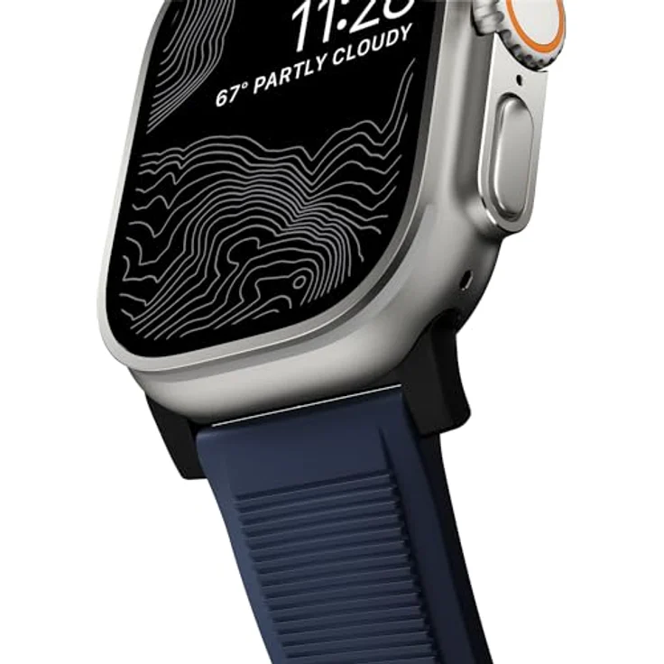 NOMAD Rugged Strap V2, strapazierfähiges Uhrenarmband aus Kunststoff FKM für Apple Watch 42/44/45/49mm, Atlantic Blue, wasserresistent, rostfreie Stahl-Ösen und Schnallen – Bild 5