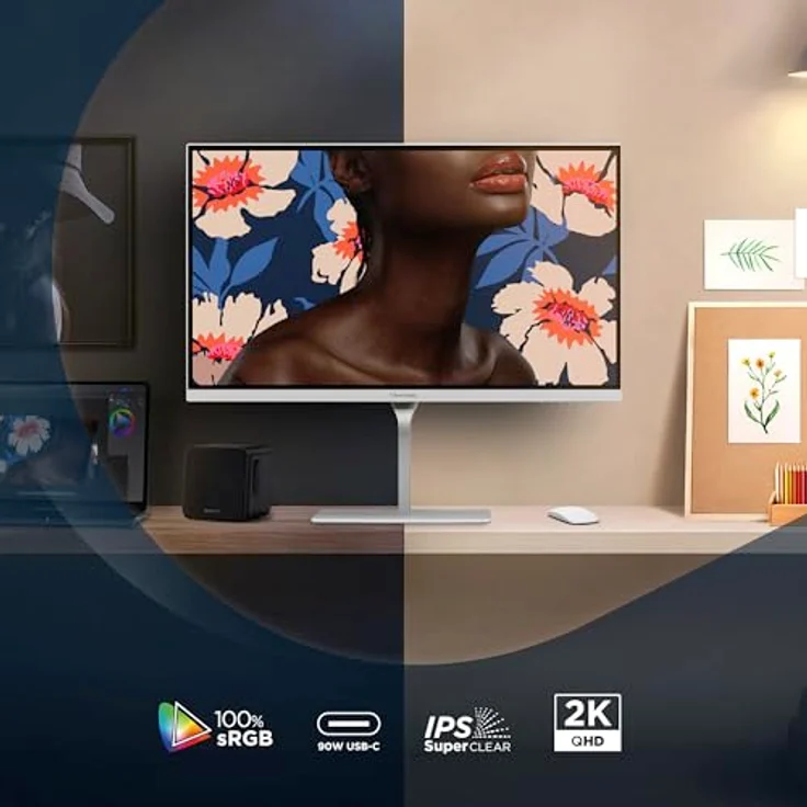 ViewSonic ColorPro VP2766-2K-W 27 Zoll Monitor 2K QHD, Pantone Validiert, Delta E<2, 100% sRGB, 90W USB-C, 120Hz, ergonomisch, TÜV-Flimmerfrei – Bild 2