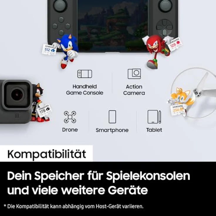 Samsung Sonic the Hedgehog(TM) 512 GB microSD-Karte + SD-Adapter, UHS-I U3, Full HD & 4K UHD, 180 MB/s Lesen, 130 MB/s Schreiben, Datenspeicher für Handheld-Konsolen, Blau – Bild 4