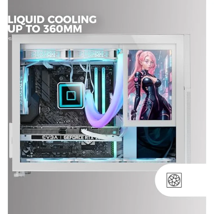 MARSGAMING MC-LCD, Mini-Tower Gaming PC-Gehäuse mit 8" IPS LCD-Display, Weiß – Bild 4
