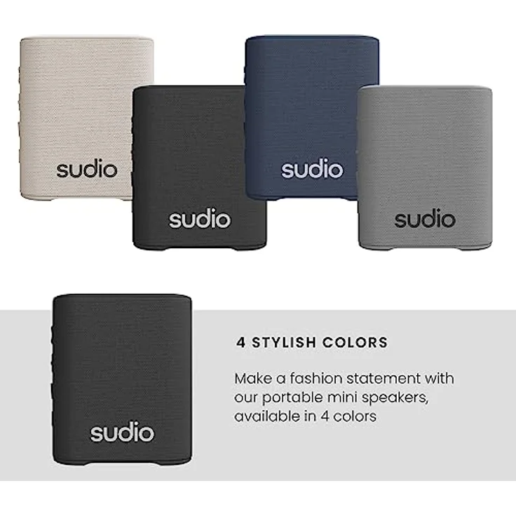 Sudio S2 Schwarz, Bluetooth-Lautsprecher mit lautem Klang und tiefen Bässen Lange Spielzeit IPx5 Wasserdichtes Bluetooth 5.3 TWS Pairing Tragbarer drahtloser Kompaktlautsprecher für Zuhause, draußen – Bild 4