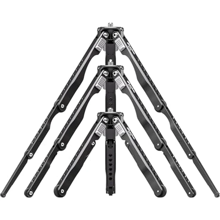 Leofoto Pocket Mini Tripod MT-04, Tischstativ mit variabler Höhe von 120mm bis 370mm, Tragfähigkeit 5kg, Packmaß 25cm – Bild 2