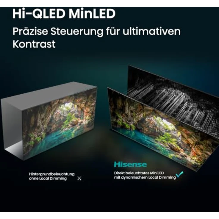 Hisense U7DSE 65'' ULED MiniLED Smart TV 4K, 165,1 cm (65"), 3840 x 2160 Pixel, WLAN, Schwarz – Bild 4