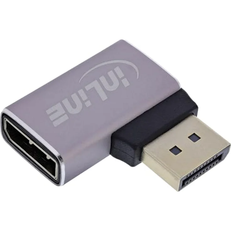InLine DisplayPort 1.4 Adapter 90° rechts gewinkelt, DP Stecker zu Buchse, 8K-kompatibel, mit vergoldeten Kontakten, kompakt, Modell 17291D – Bild 2
