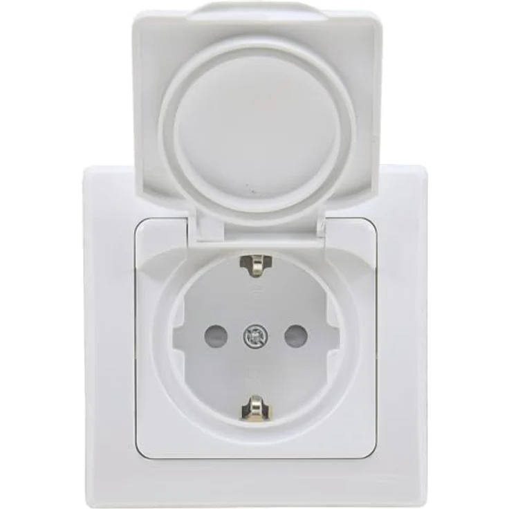 ChiliTec Gartensteckdose DE-LPHI, wassergeschützt IP44 mit Klapp-Deckel, weiß, für Längs- und Quermontage – Bild 3