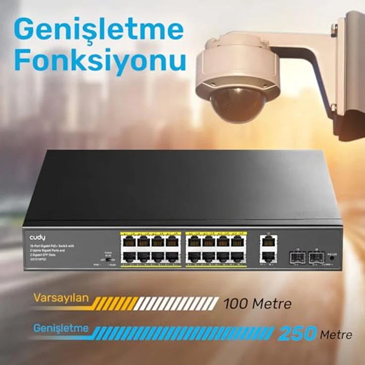 Cudy GS1018PS2, 16 Gigabit Ethernet Unmanaged PoE+ Switch mit 16 PoE+ Ports, 200W, 2 SFP und 2 Uplink-Ports, 19-Zoll-Rackmontage, 802.3af/at – Bild 5