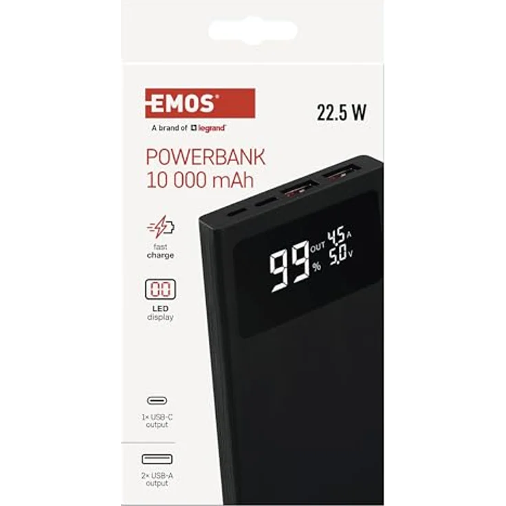 EMOS Powerbank BetaQ 20000mAh, 22,5 W Quick-Charge externer Akku/Ladegerät mit Passthrough und Display, schwarz – Bild 2
