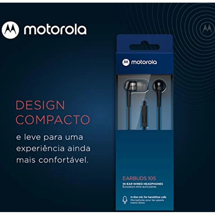 Motorola Sound Earbuds 105 - In Ear Kopfhörer mit Kabel - Integriertes Mikrofon - Kristallklarer Klang - inkl. 6 Silikon-Ohrpolster - Schwarz – Bild 3