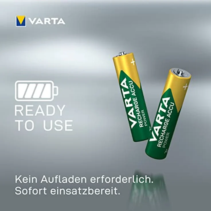 VARTA Rechargeable Accu Ready2Use vorgeladener AAA Micro 1000 mAh Ni-Mh Akku, wiederaufladbar ohne Memory-Effekt, sofort einsatzbereit, 4er Pack – Bild 4