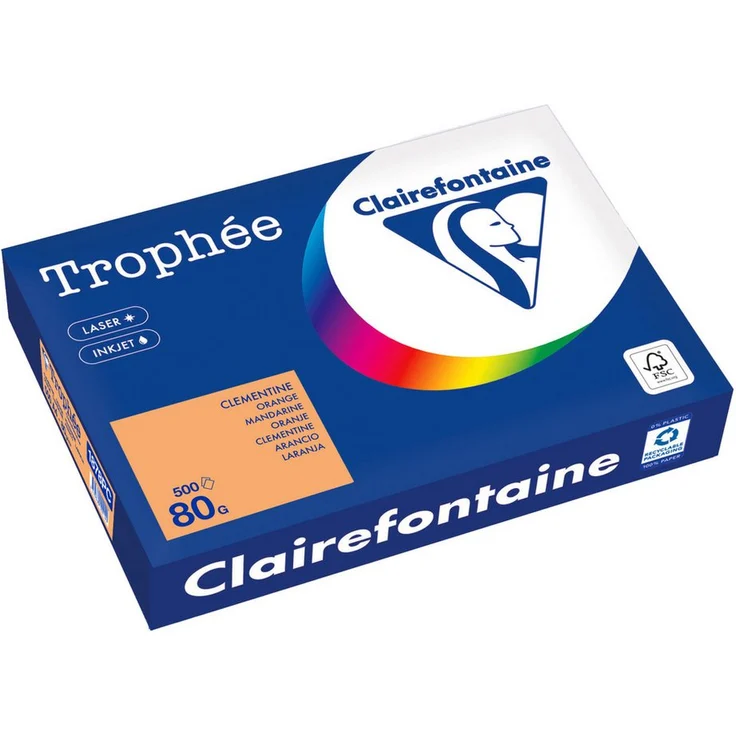 CLAIREFONTAINE Kopierpapier Trophée Color A4 80g clementine 500 Blatt, elementar chlorfrei gebleicht, holzfrei – Bild 1