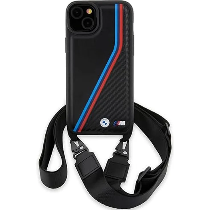 BMW M Edition Carbon Tricolor Lines & Strap Hülle für iPhone 15 / 14 / 13 - Schwarz, sportliches Design, exzellenter Schutz – Bild 2