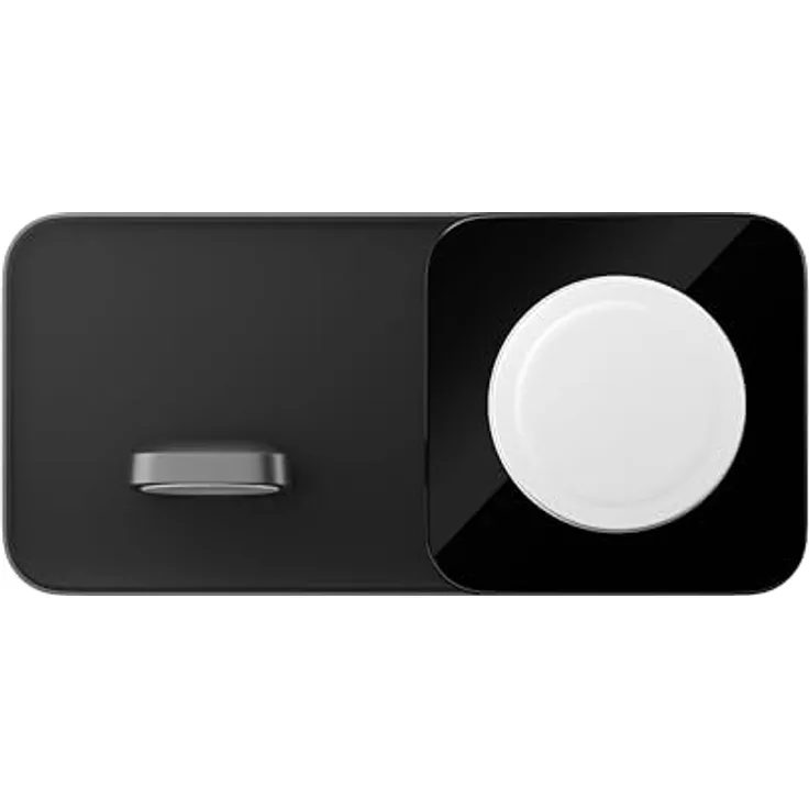 NOMAD Base One Max 3:1 with Magsafe | kabellose Qi-Ladestation | MagSafe | bis zu 15 Watt| inklusive Ladekabel | hochwertige Materialien, Schwarz, NM01309185