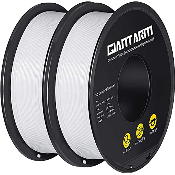 GIANTARM PLA Filament 1.75mm, 2kg Spule in Weiß, hohe Stabilität, präzise Durchmessertoleranz – Bild 1