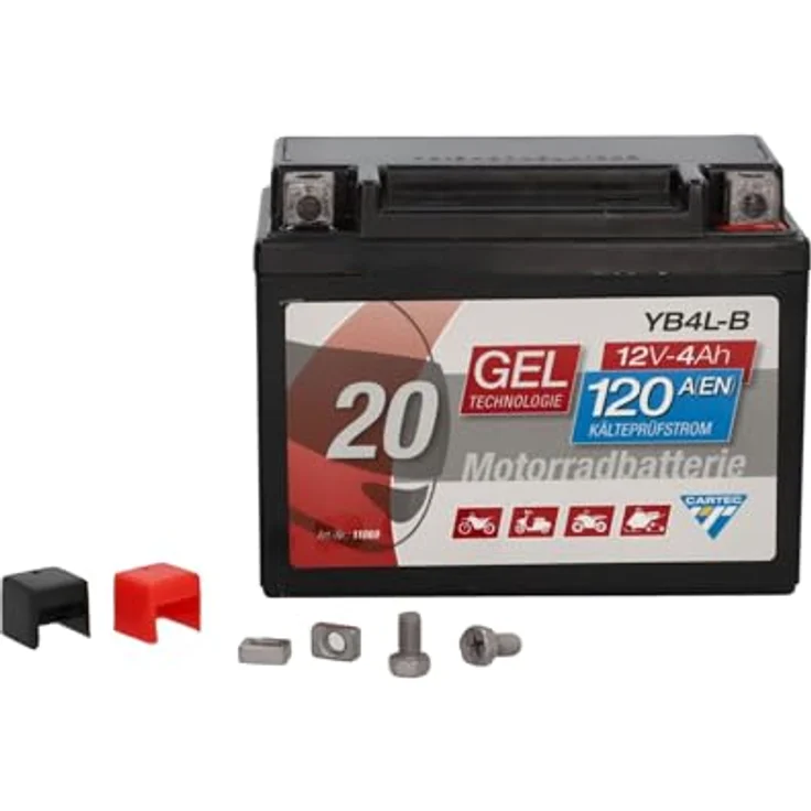Cartec Gel Motorradbatterie YB4L-B, 4Ah 120A, wartungsfrei und auslaufsicher mit hoher Startkraft – Bild 8