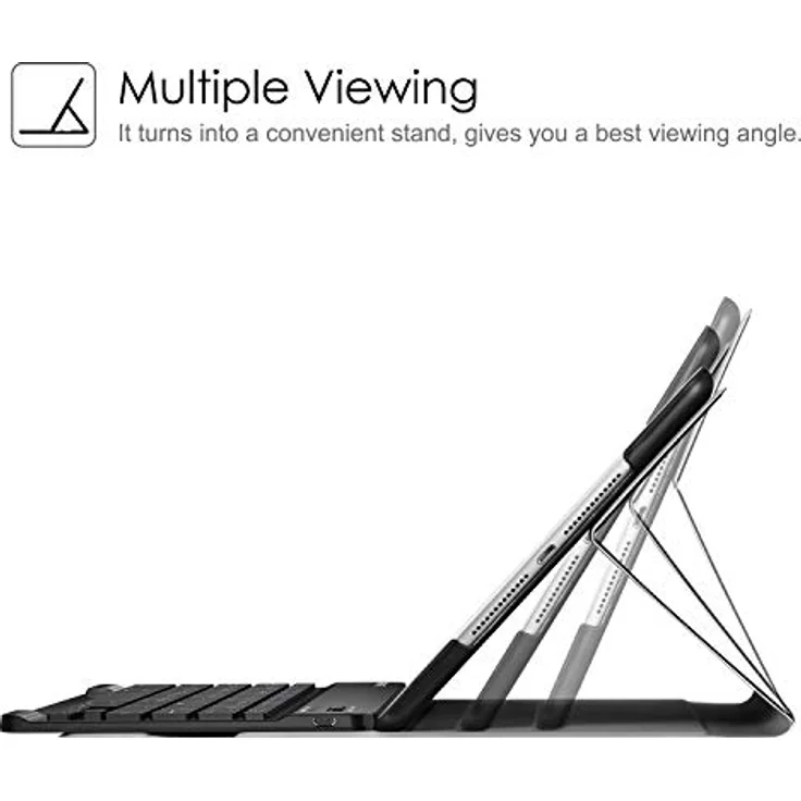 FINTIE Tastatur Hülle für iPad 9.7 Zoll 2018/2017 & iPad Air 1/2, ultradünne leichte Schutzhülle mit abnehmbarer deutscher Bluetooth-Tastatur, schwarz – Bild 4