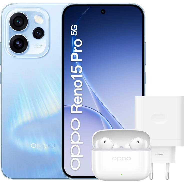 OPPO Reno15 Pro 5G Aurora Blue Box (512 GB, Aurora Blue, 6.32", Dual SIM, 5G), Smartphone, Blau – Bild 1