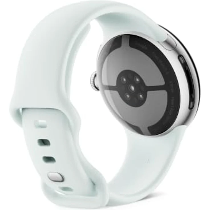 GOOGLE Pixel Watch 5, 41mm LTE Smartwatch in Fog mit Aluminiumgehäuse in Polished Silver, Kautschukband 130–215 mm – Bild 4