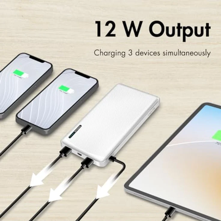 Logilink Powerbank 10000 mAh, 2x USB-A + 1x USB-C mit Schnellladen, USB-C + Micro-USB, Farbe Weiß – Bild 4