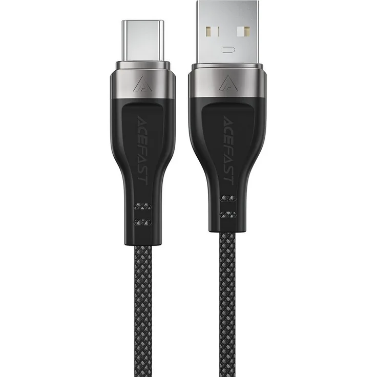 Acefast C11-04 USB-A zu USB-C Ladekabel, 3A Schnellladung, 120 cm, Magnetgeflecht, Zinklegierung-Stecker, Schwarz