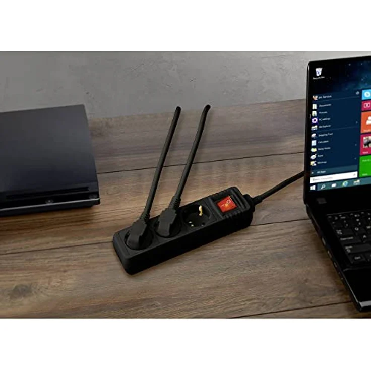 sygonix SY-7042482 Steckdosenleiste 3-fach Schwarz, Schutzkontakt mit Ein/Aus-Schalter, erhöhter Berührungsschutz – Bild 4