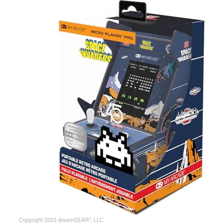My Arcade SPACE INVADERS MICRO PLAYER PRO, Retro-Arcade-Automat mit 2.75" Vollfarb-Hochformat-Display, integriertem Lautsprecher und Kopfhöreranschluss – Bild 1