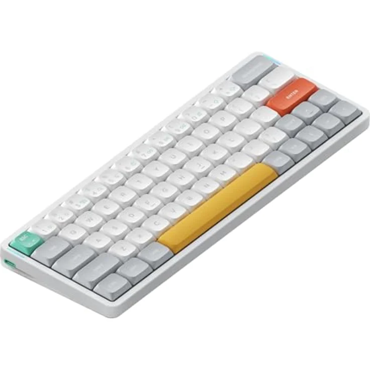 nuphy Air60 V2 Tragbar Mechanische kabellose Mini-Tastatur mit Beleuchtung, QMK/VIA Kompatibel, Bluetooth 5.1/2.4GHz, USB-C - Weiß Gateron Wisteria Switch – Bild 1