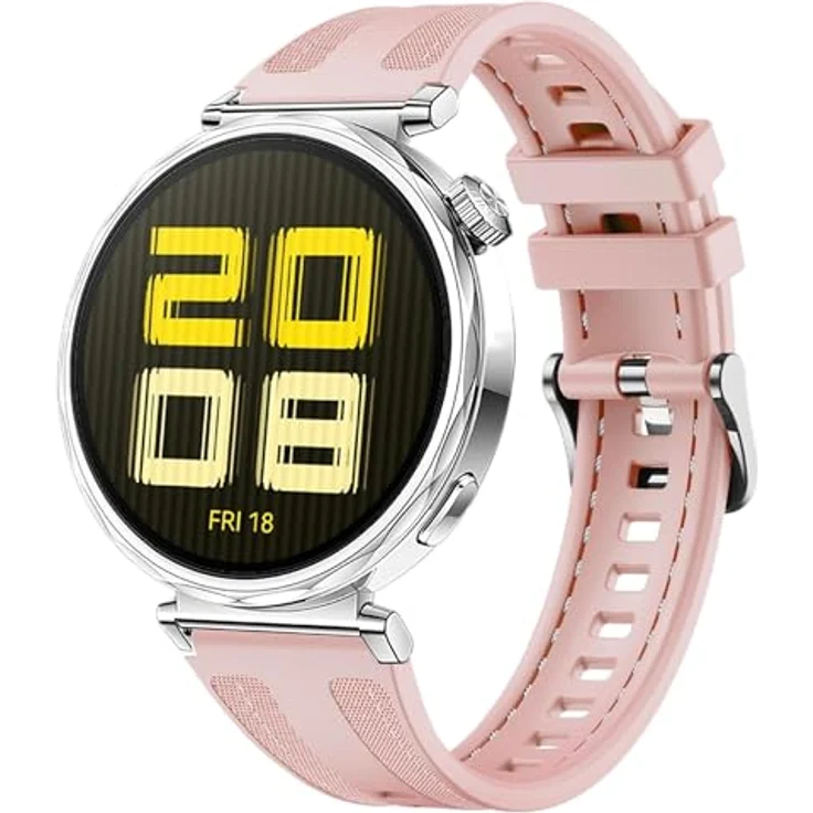 GIOPUEY Armband für Huawei Watch GT 6/GT 5 41mm/5 Pro 42mm, Weiches Silikon, Verschleißfest und Atmungsaktiv - pink – Bild 1