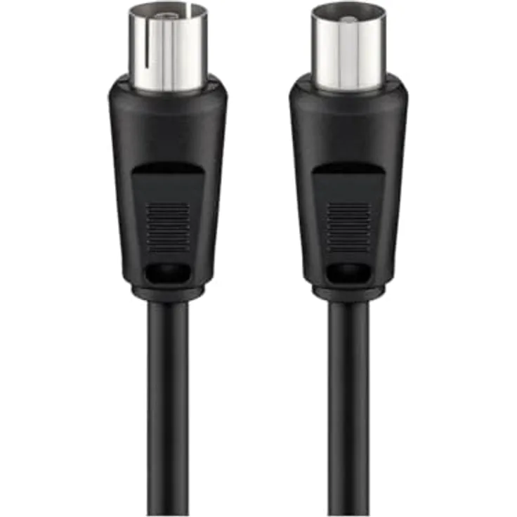 Goobay 11720 Antennenkabel, Koax-Stecker auf Koax-Buchse, 2-fach geschirmt, 70 dB, 1,5m, schwarz