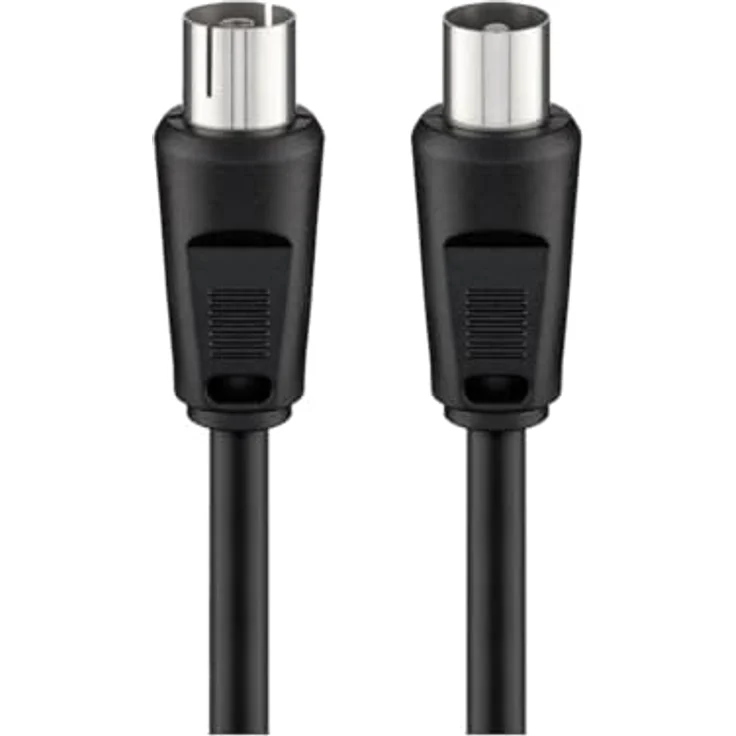 Goobay 11720 Antennenkabel, Koax-Stecker auf Koax-Buchse, 2-fach geschirmt, 70 dB, 1,5m, schwarz – Bild 1