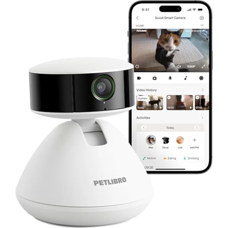 PETLIBRO Scout Haustierkamera, 360° HD Hundkamera mit App, KI-gesteuert, Multi-Tiererkennung, Aktivitäts-Tracking, Farb-Nachtsicht 1080p – Bild 1