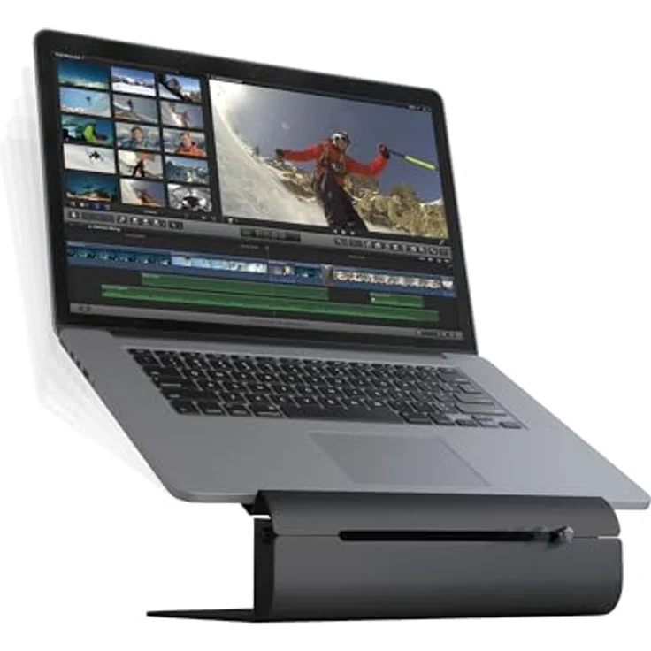 Rain Design iLevel 2 Adjustable Height Stand, höhenverstellbarer Laptopständer aus eloxiertem Aluminium, schwarz – Bild 2