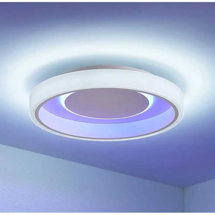 Lindby LED Deckenleuchte 'Wikani' dimmbar mit Leselampe in Weiß aus Metall - LED-Deckenlampe für Wohnzimmer, inkl. Dimmer und Fernbedienung – Bild 2