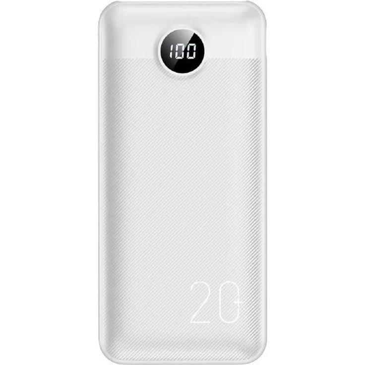 VEGER Powerbank L20S - 20W 20 000mAh LCD Quick Charge PD Micro-USB, USB-C und zwei USB-A Weiß (VP2039PD / W2039PD) - Schnelles Aufladen für unterwegs