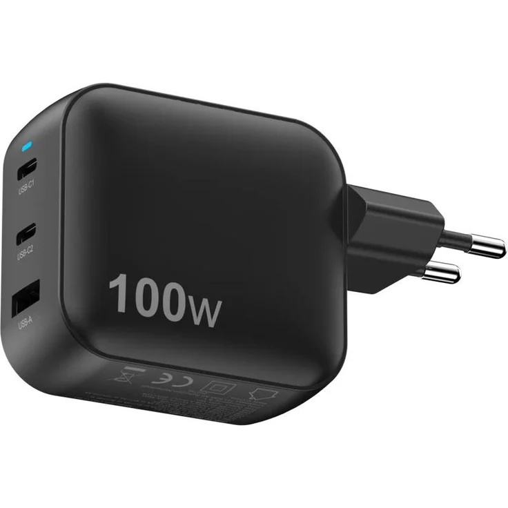 Sitecom 100W GaN Power Delivery Wall Charger (CH-1103), USB Ladegerät mit 2 USB-C und 1 USB-A Anschluss, Schwarz