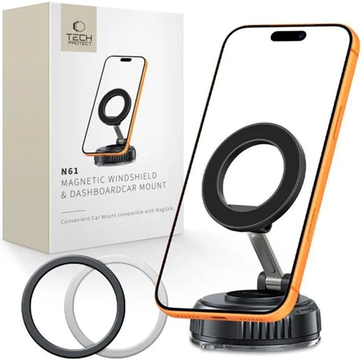 Tech-Protect N61 Magnetic Holder, Magnetischer Auto-Halter mit MagSafe-Technologie, Schwarz